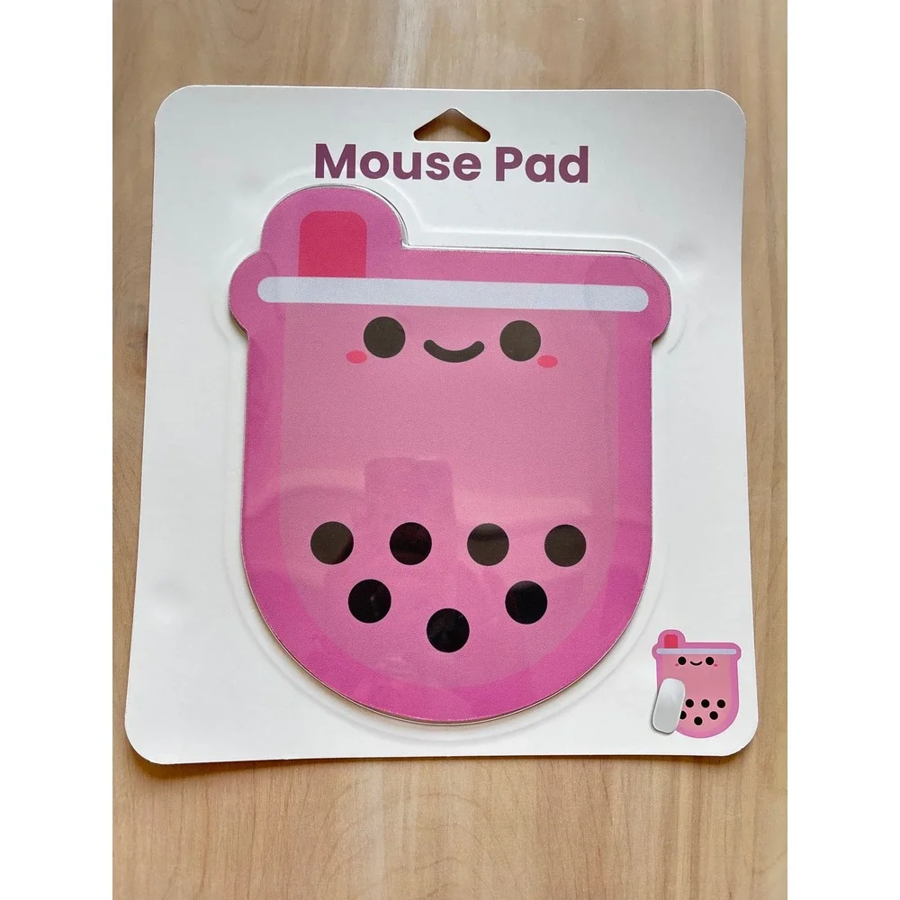 iJOY Boba Tea Mousepad 8.5x10 Pink Kawaii Cute Shaped Non-Slip Base Dorm Gift